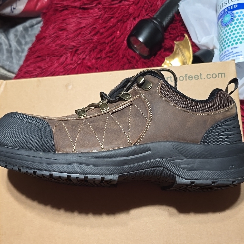 Men's Brown Leather Steel Toe Safety Shoes - Picture 3 of 7